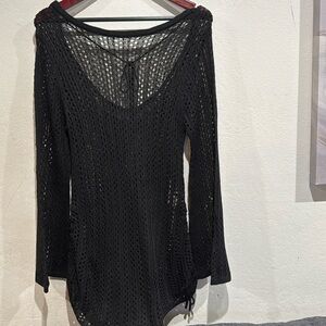 Black lace swim coverup